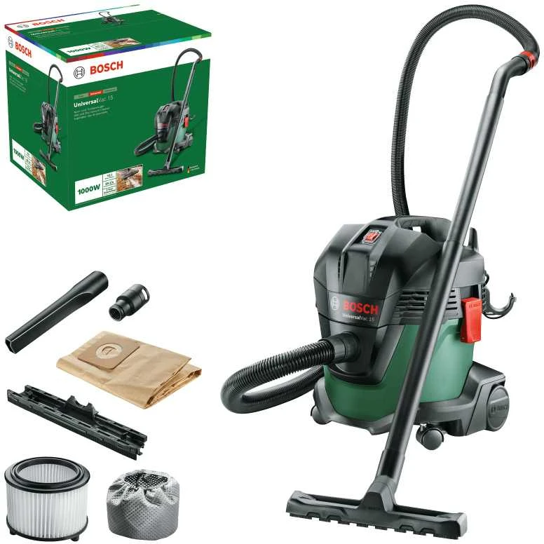 Bosch UniversalVac 15 šlapio ir sauso tipo dulkių siurblys su pūtimo funkcija