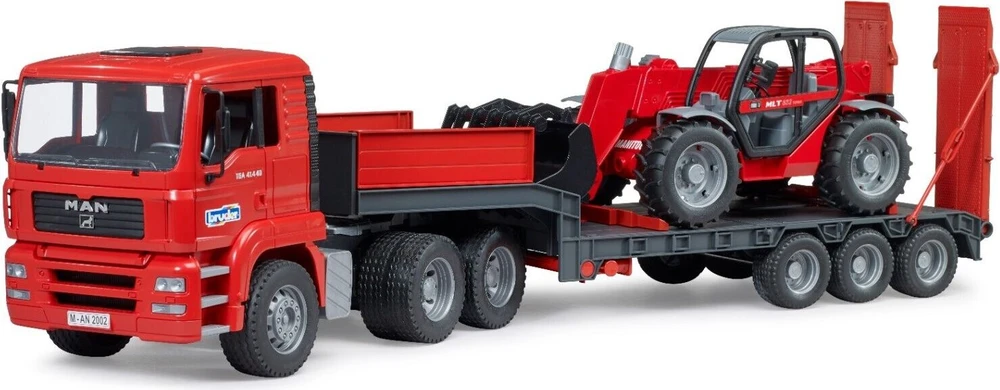 BRUDER 1:16 MAN TGA žemo profilio sunkvežimis su teleskopiniu krautuvu MLT 633, 02774