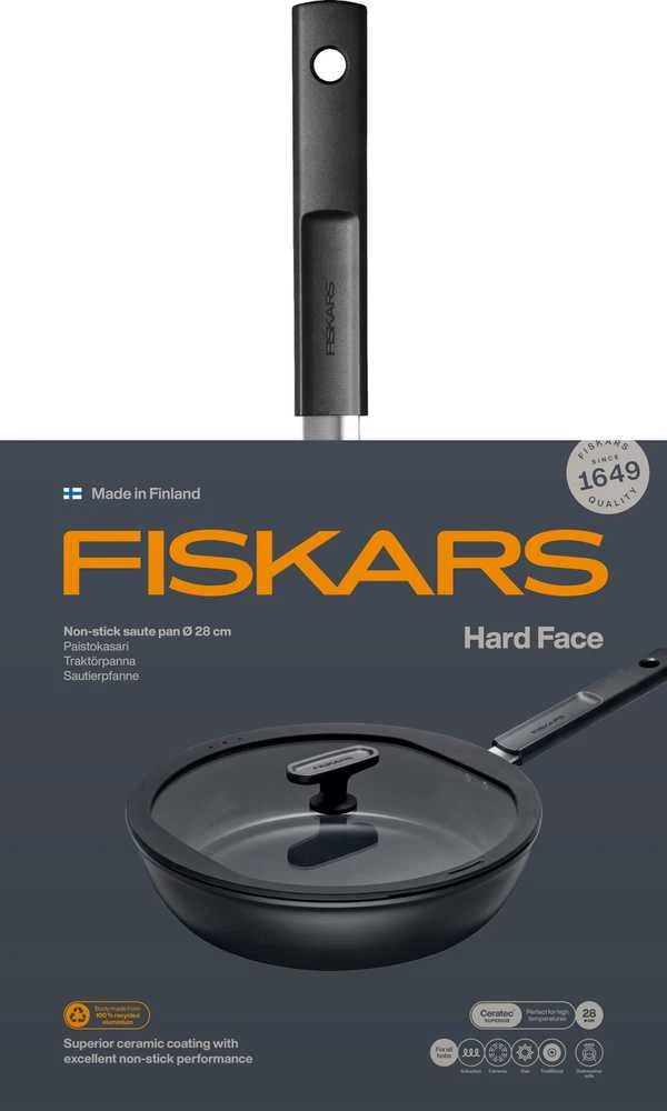 Fiskars Hard Face troškintuvas 28cm su dangčiu