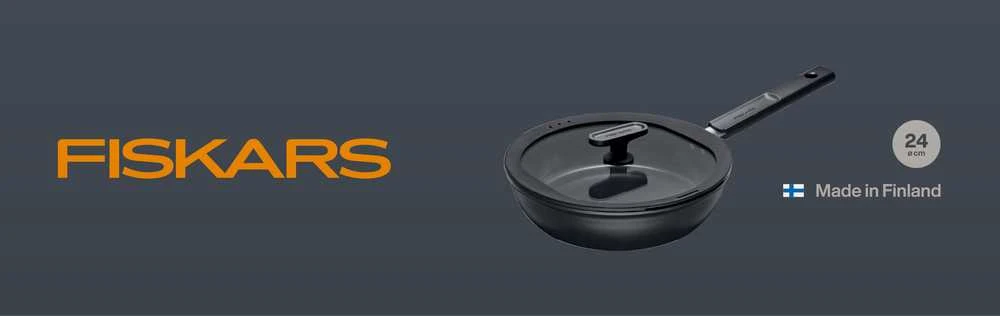 Fiskars Hard Face troškintuvas 24cm su dangčiu