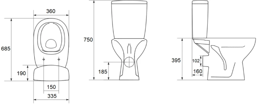 Kompaktiškas WC komplektas Cersanit Mito Pilkas 68,5 cm baltas (5907720680084)