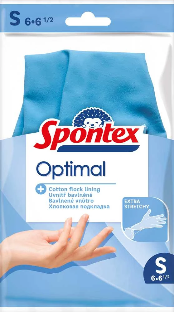 Cimdi gumija Spontex Optimal, zila krās., S, 2 gab.