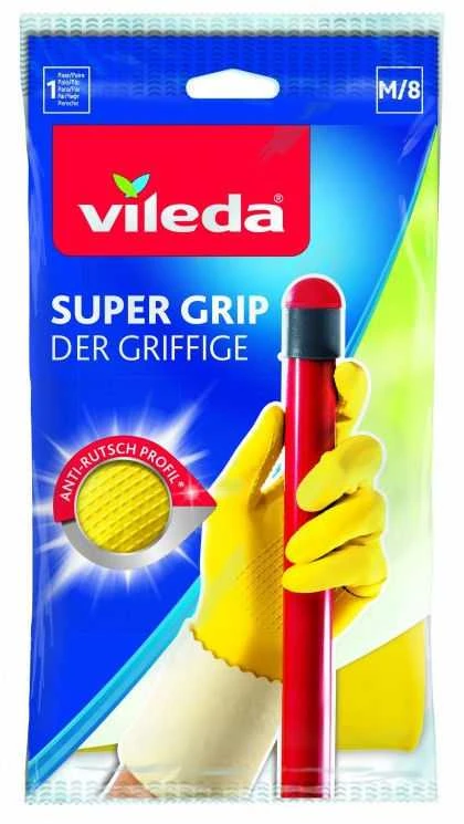 Vileda Super Grip neslystančios namų ruošos pirštinės, M dydis, 1 pora