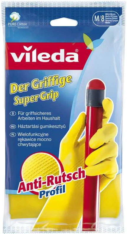 VILEDA Super Grip neslystančios namų ruošos pirštinės, L dydis, 1 pora