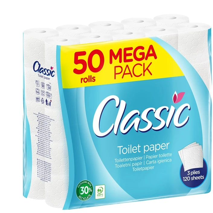 CLASSIC Tualetes papīrs Velvet, 3 sl, 50 gab.