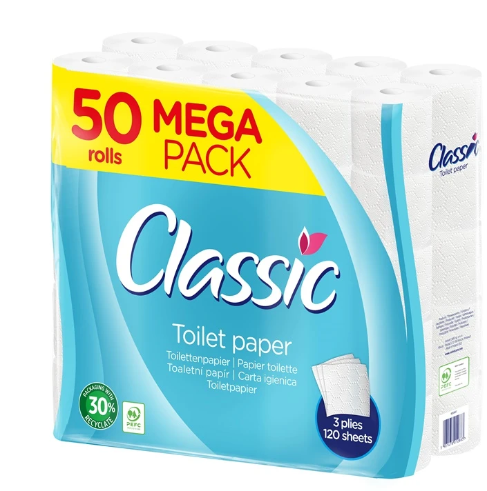 CLASSIC Tualetes papīrs Velvet, 3 sl, 50 gab.