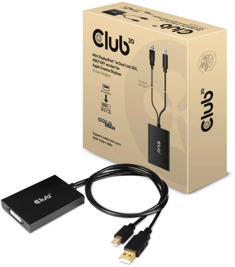 Club 3D Club3D adapteris Mini DP na Dual Link DVI, HDCP OFF versija, skirta Apple Cinema Displays Active Adapteris
