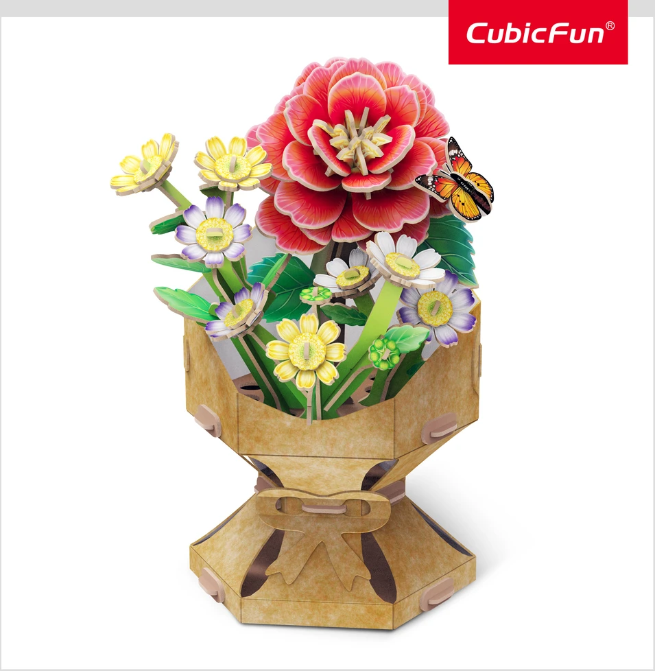 CubicFun 3D dėlionė - Kamelijų gėlių puokštė