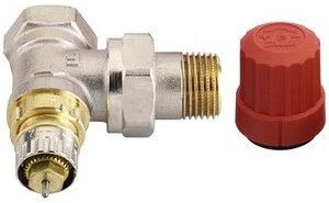 Danfoss vožtuvas, kampinis/termostatinis, šildymo sistemoms, 1/2 colio – išorinis sriegis, 1/2 colio – vidinis sriegis