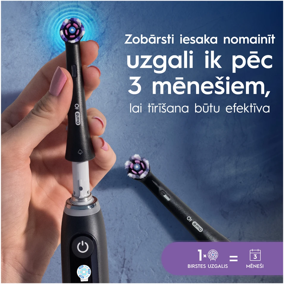 Dantų šepetėlis Elektrinio dantų šepetėlio galvutė Oral-B iO Whitening WB-4, juoda sp., 4 vnt.