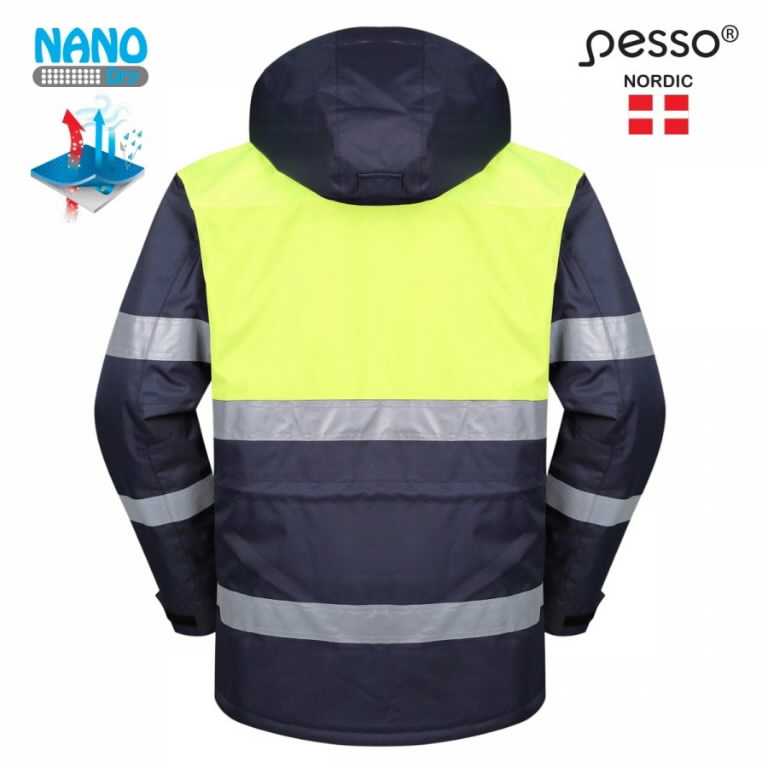 Darbinė striukė Pesso, mėlyna/geltona/pilka, 2XL dydis