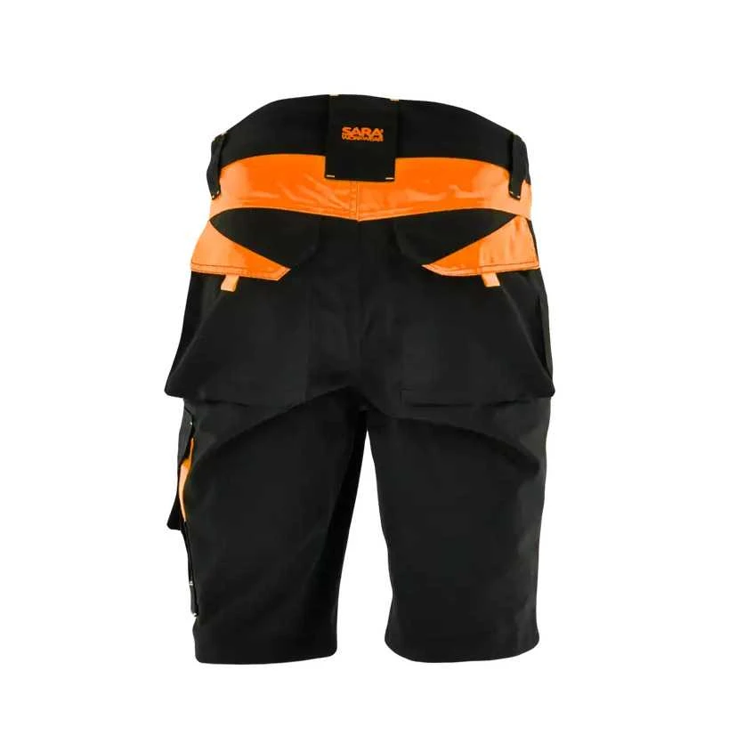 Darbiniai šortai Sara Workwear 11-000272-27, juoda sp./oranžinė sp., M dydis