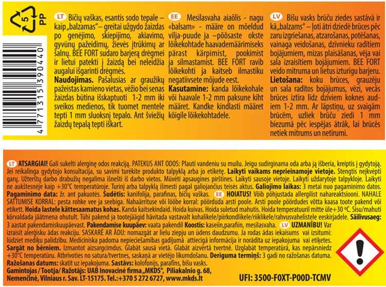 Mkds Tepamas sodo tepalas su bičių vašku BEE FORT, 150 g