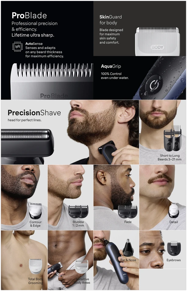 AIO7580 Braun Kirpimo Rinkinys Viskas Viename 15in1