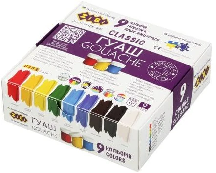 Dažai guašas Zibi Classic Kids, 180 ml, 9 vnt.