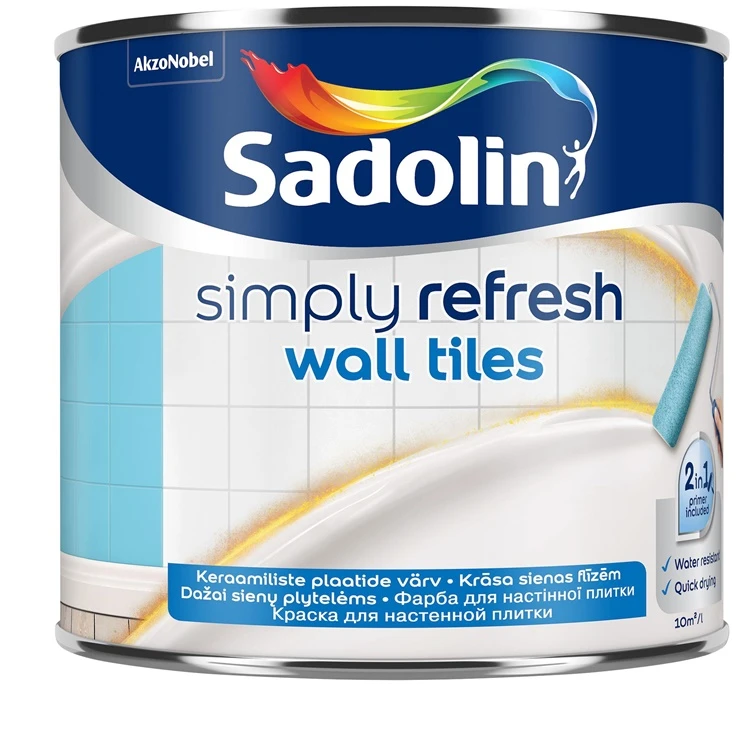 Dažai, sienoms/sienų plytelėms Sadolin Simply Refresh, pusiau matinis, 0.5 l, balta sp.
