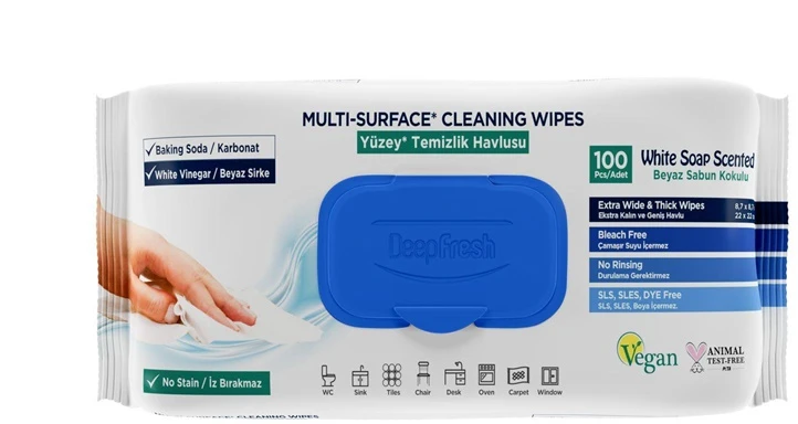 Deep Fresh Drėgnos servetėlės Deepfresh Multi-surface, universalaus naudojimo, 100 vnt.