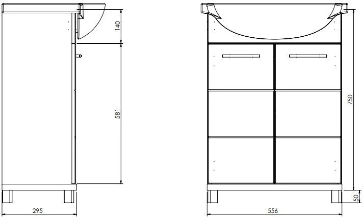 Deftrans CABINET WASHBASIN BARI D60 Baltas/WOOD