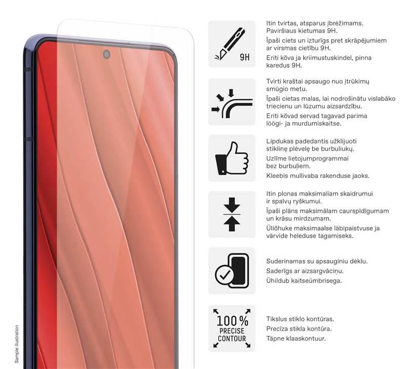 Toti grūdinto stiklo 2D ekrano apsauga, skirta „Samsung Galaxy A37/A57/A36/A56/S24 FE/S25 FE“