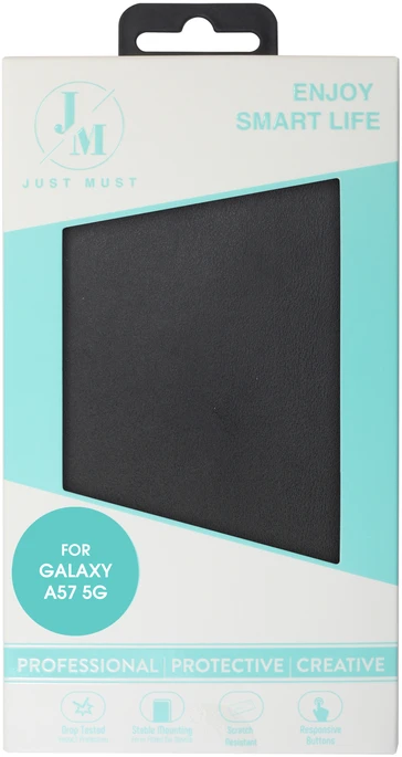 Dėklas Just Must JM STAND FLIP CASE, skirtas Galaxy A57, juodos spalvos