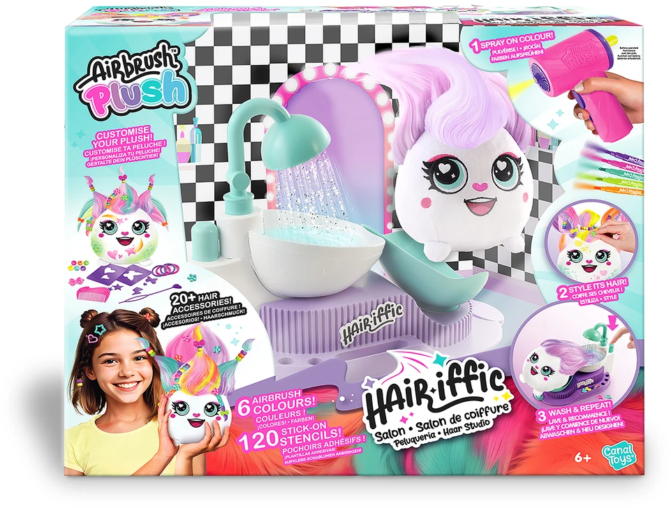 Pliušinis žaislas su plaukų dažymo rinkiniu Canal Toys Airbrush Plush Hair'iffic