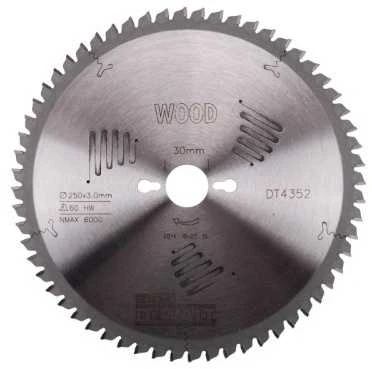 Pjovimo diskas medienai DeWalt; 250x3x30,0 mm; Z60; -5°