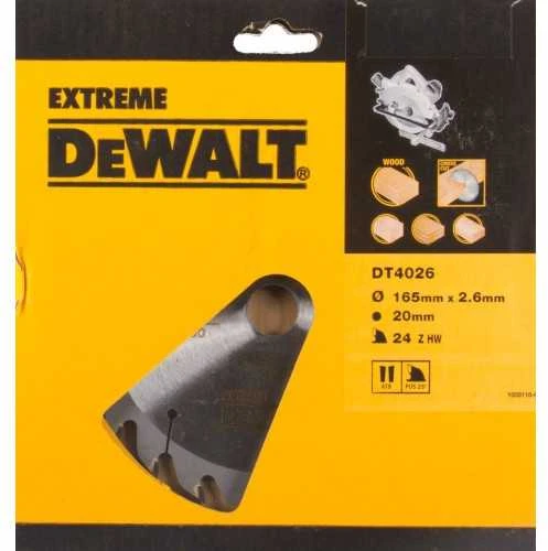 Pjovimo diskas medienai DeWalt; 165x2,6x20,0 mm; Z24; 25°