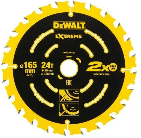 Pjovimo diskas DeWalt; 165x1,65x20,0 mm; Z24; 18°