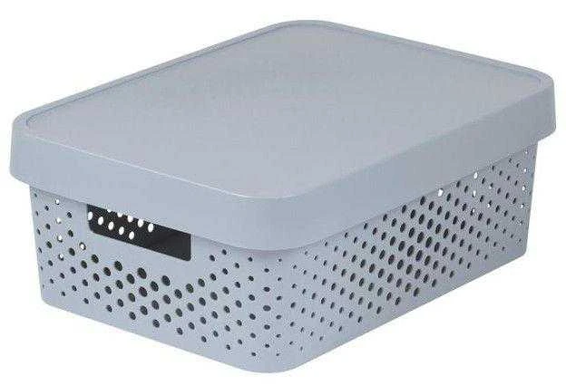 Dėžė daiktams laikyti / žaislams su dangčiu Curver Infinity Dots, 11 l, pilka, 36 x 27 x 14 cm