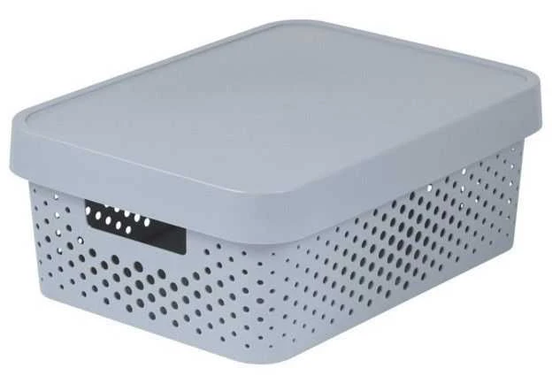 Dėžė daiktams laikyti / žaislams su dangčiu Curver Infinity Dots, 11 l, pilka, 36 x 27 x 14 cm