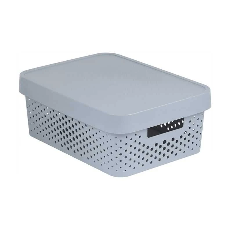 Dėžė daiktams laikyti / žaislams su dangčiu Curver Infinity Dots, 11 l, pilka, 36 x 27 x 14 cm