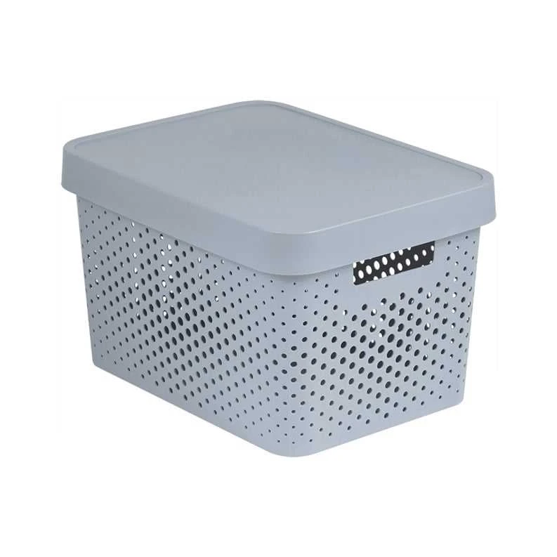 Dėžė su dangčiu, skirta daiktams laikyti / žaislams Curver Infinity Dots, 17 l, pilka, 35,8 x 26,8 x 22 cm