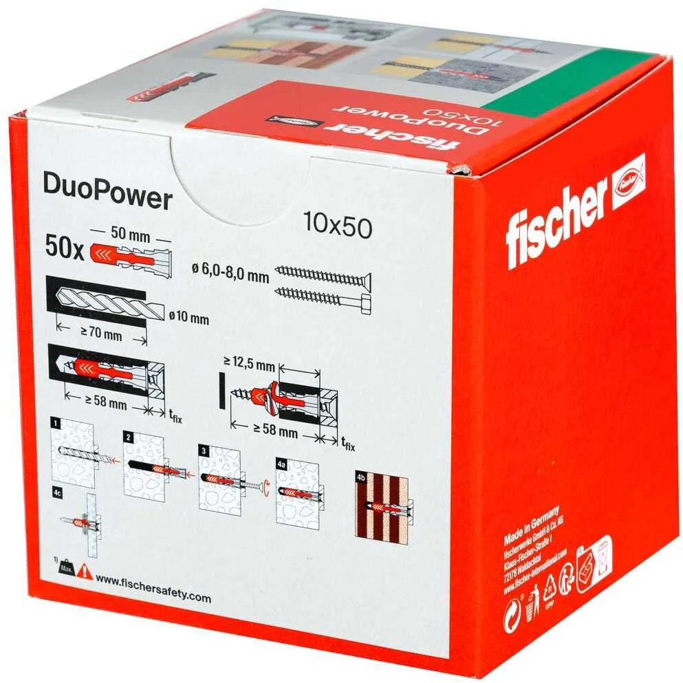 Nailoninis kaištis Fischer 10x50 mm; 50 vnt.