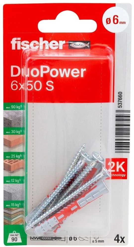 Kaištis Fischer DuoPower, 50 mm x 6 mm, 4 vnt.