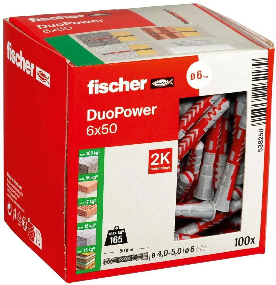 Nailoninis kaištis Fischer LD 6x50 mm; 100 vnt.
