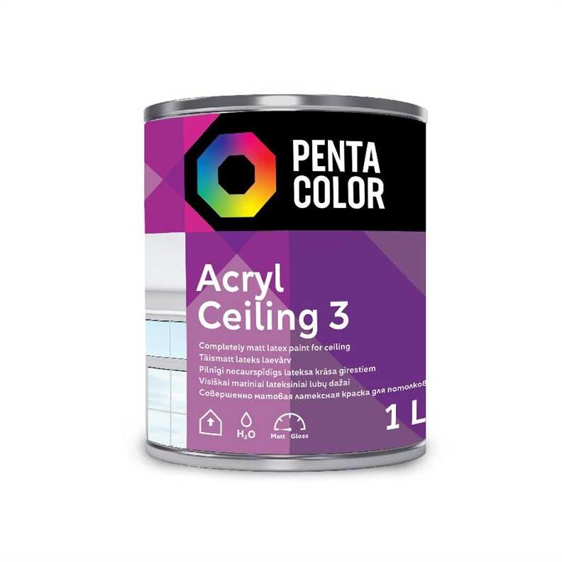 Dispersiniai dažai Pentacolor Acryl 3, balti, 1 l