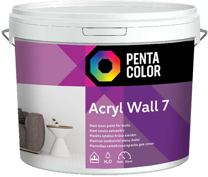 Dispersiniai dažai Pentacolor Acryl 7, balta sp., 3 l