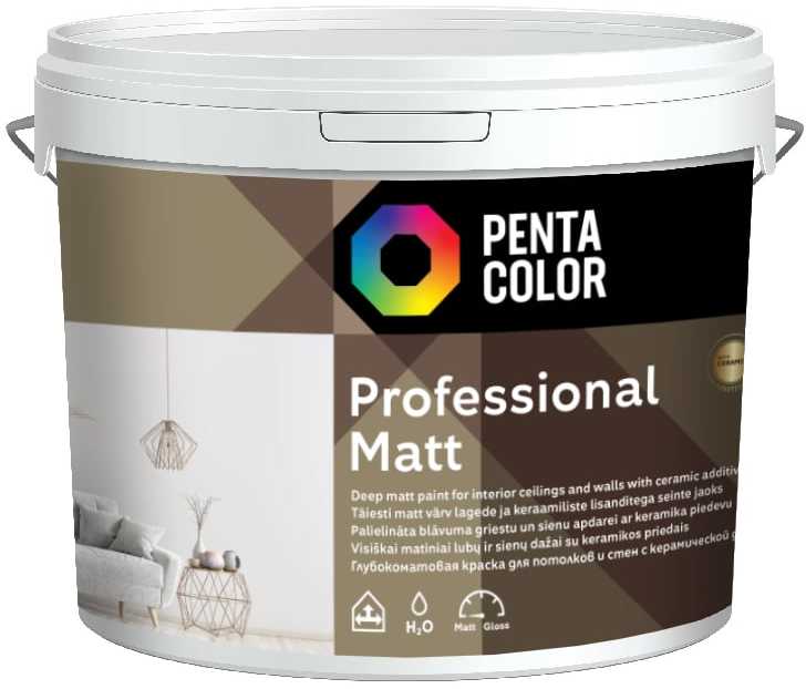 Dispersiniai dažai Pentacolor Professional Matt, balta sp., 5 l