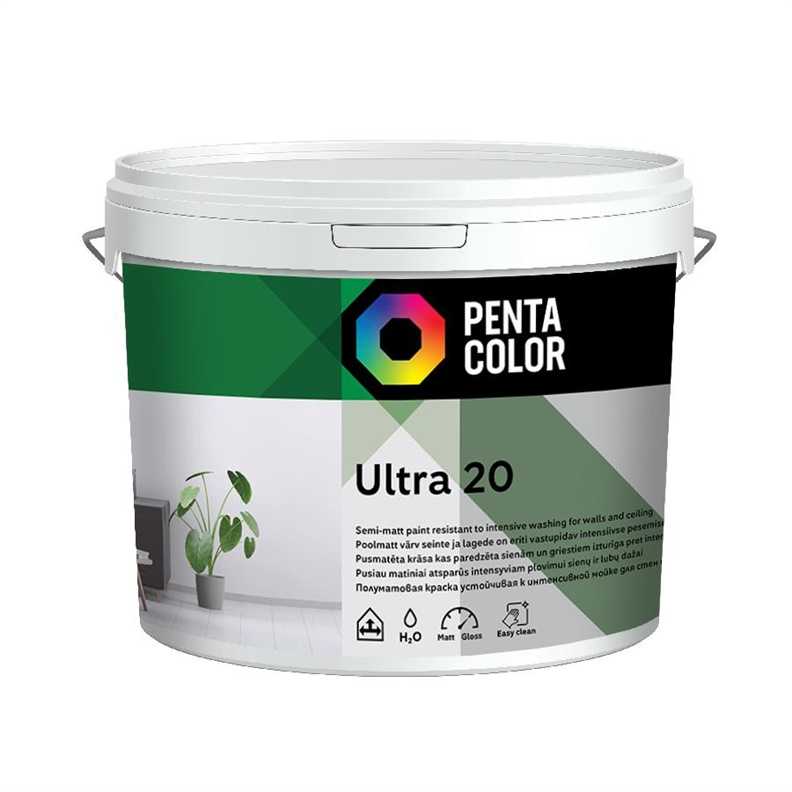Dispersiniai dažai Pentacolor Ultra 20, balti, 5 l