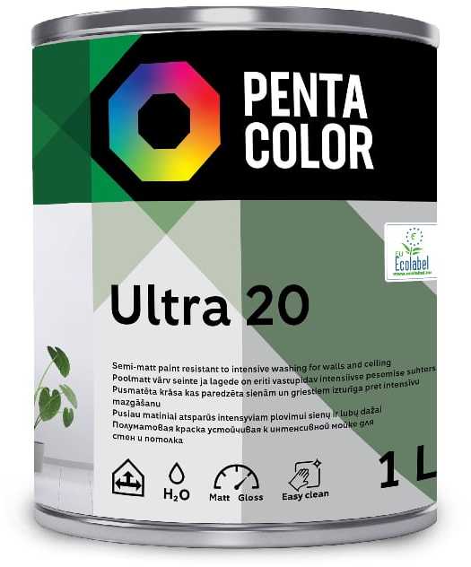 Dispersiniai dažai Pentacolor Ultra 20, balta sp., 1 l