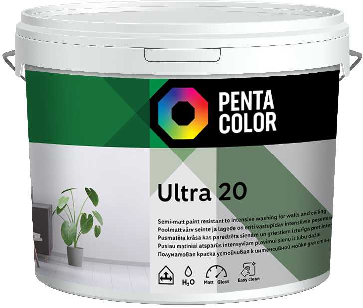Dispersiniai dažai Pentacolor Ultra 20, balta sp., 5 l