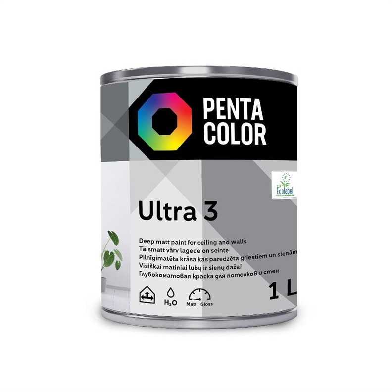Dispersiniai dažai Pentacolor Ultra 3, balti, 1 l