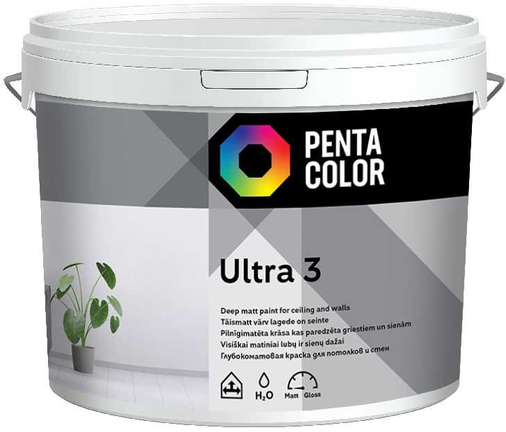 Dispersiniai dažai Pentacolor Ultra 3, balta sp., 5 l