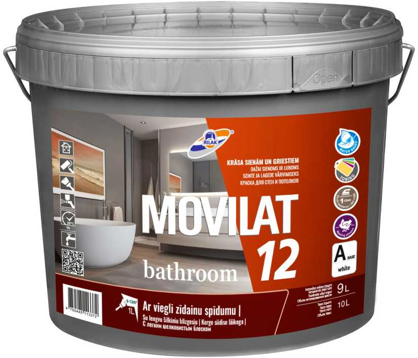 Dispersiniai dažai Rilak Movilat 12, balta sp., 3.6 l