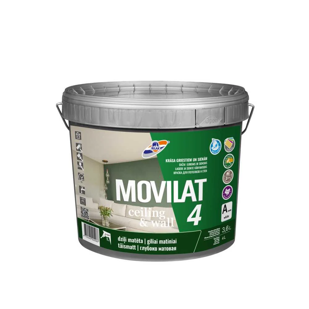 Dispersiniai dažai Rilak Movilat-4 balta matiniai 3.6 L