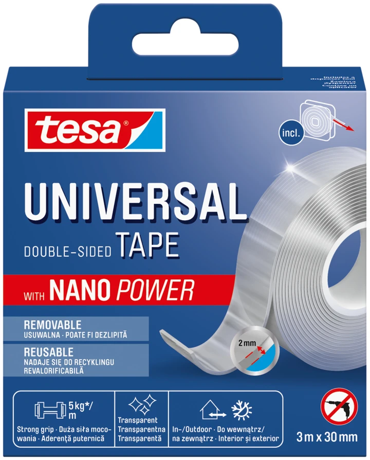 Divpusējā līmlente Tesa Universal, divpusējs, 3 m x 30 mm