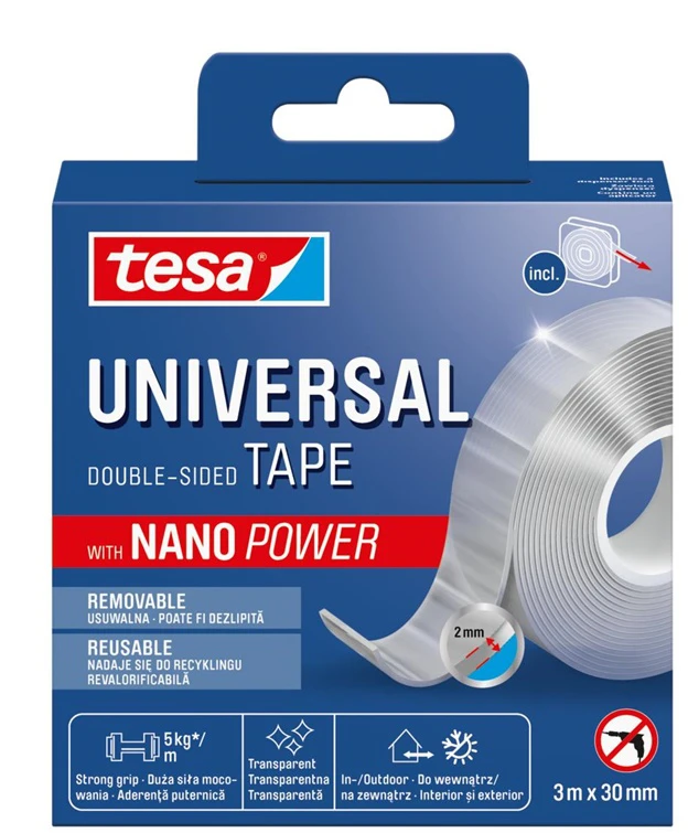 Divpusējā līmlente Tesa Universal, divpusējs, 3 m x 30 mm