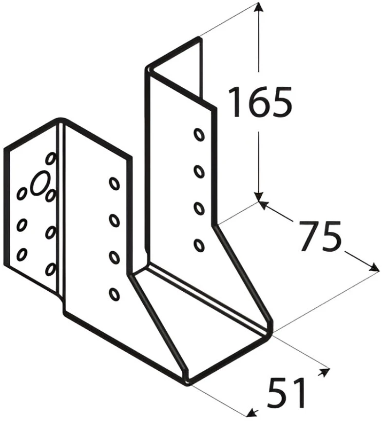 DMX Sijų atrama, 51 x 165 x 75 x 2 mm