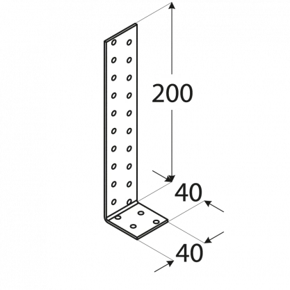 DMX Montavimo kampas, 200 x 40 x 40 x 2 mm 20 vnt.