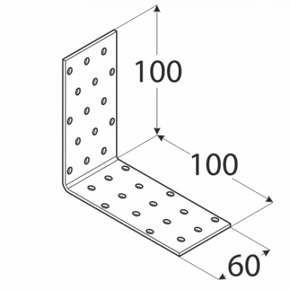 DMX Montavimo kampas, 100 x 100 x 60 x 2,0 mm 20 vnt.